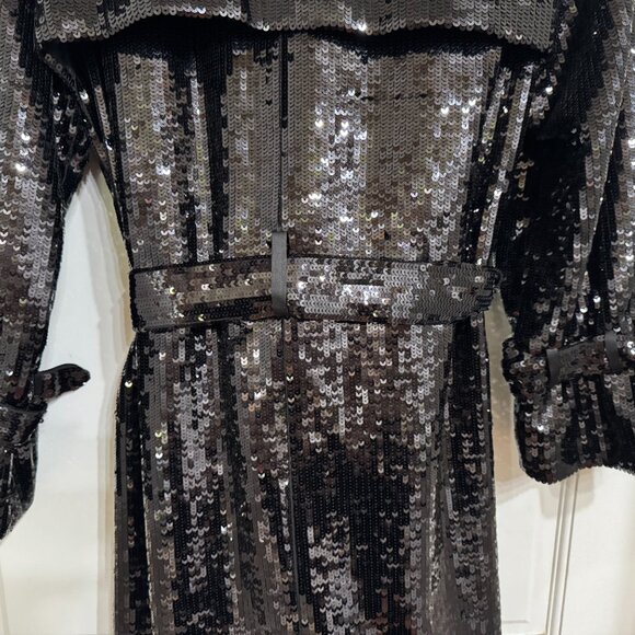 NWT Alice + Olivia Sequin Embellished Trench Coat Size S - Picture 3 of 8